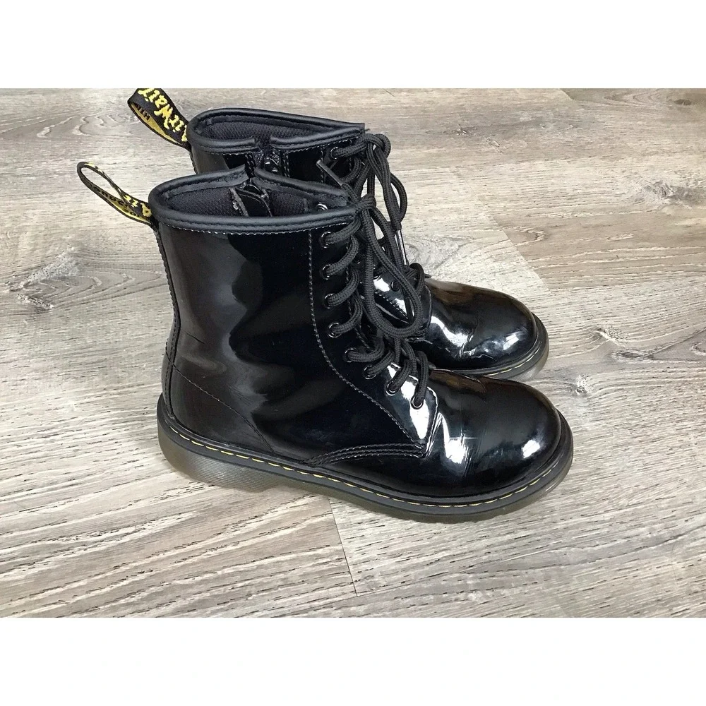 Dr. Martens 1460 Y Youth Size 5 Black Leather Lace Up/Zip Ankle Boots